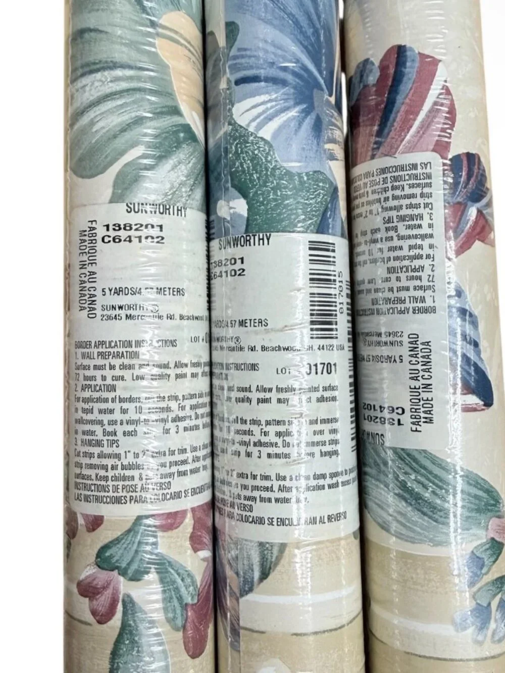 Vintage Wallpaper Border Floral French Sunworthy Architecture 3 Rolls NEW